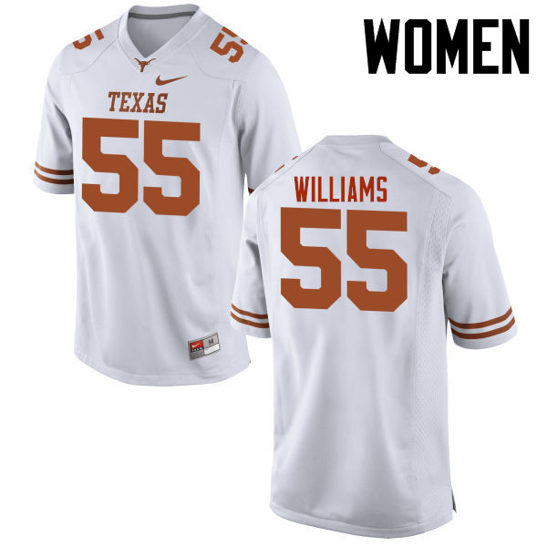 Women #55 Connor Williams Texas Longhorns College Football Jerseys-White